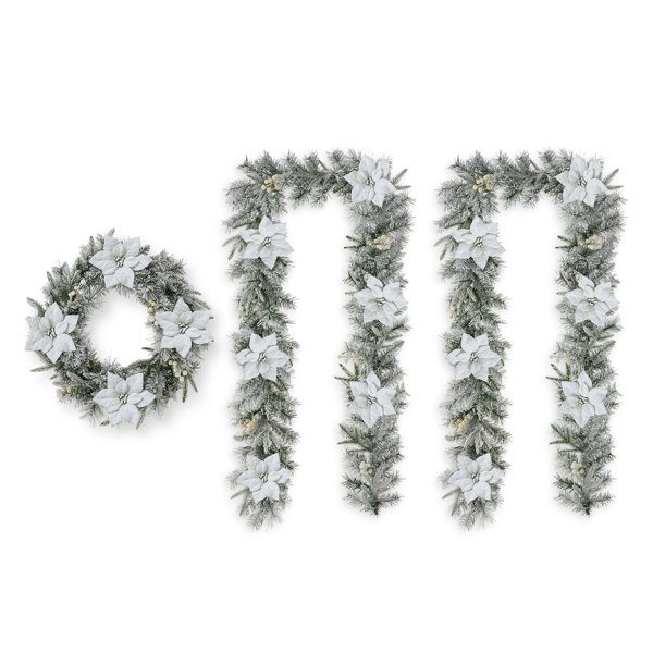 The Holiday Aisle® 3Piece PreLit Flocked Greenery Christmas Wreath